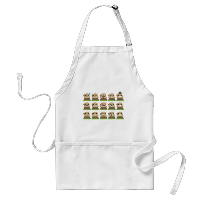 groundhog emojis adult apron (Front)