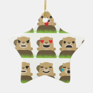 groundhog emojis ceramic ornament