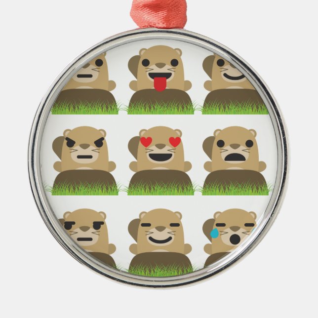 groundhog emojis metal ornament (Front)
