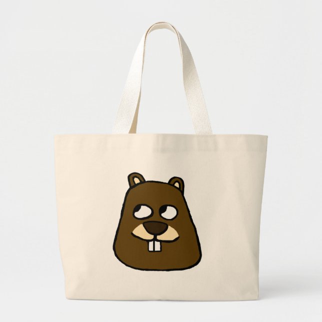 Groundhog Face Large Tote Bag (Front)