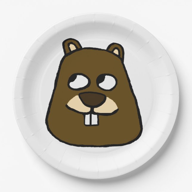 Groundhog Face Paper Plates (Front)