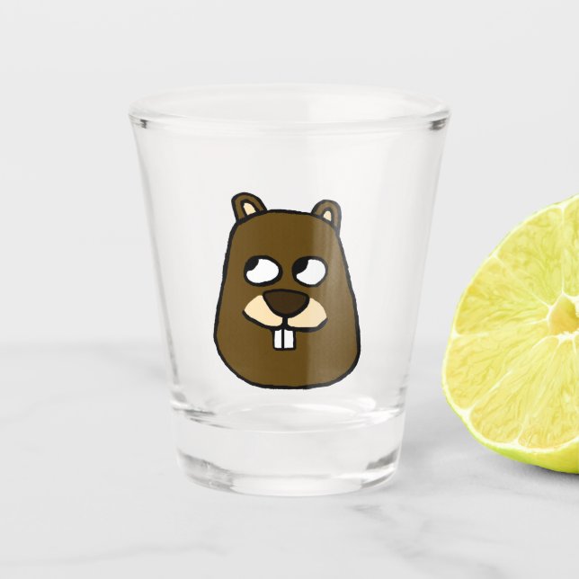 Groundhog Face Shot Glass (Front)