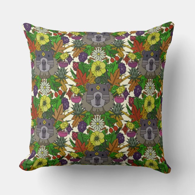 groundhog garden throw pillow (Front)