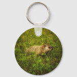Groundhog in a field keychain