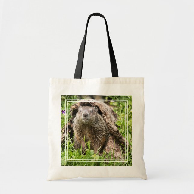 Groundhog in a Hollow Log Tote Bag (Front)