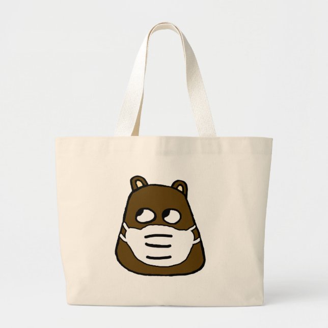 Groundhog in Face Mask Large Tote Bag (Front)