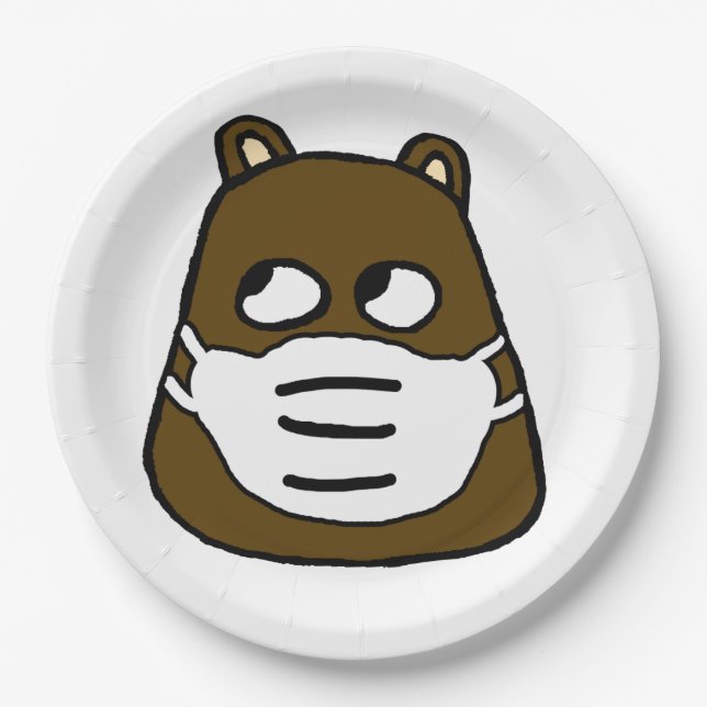 Groundhog in Face Mask Paper Plates (Front)