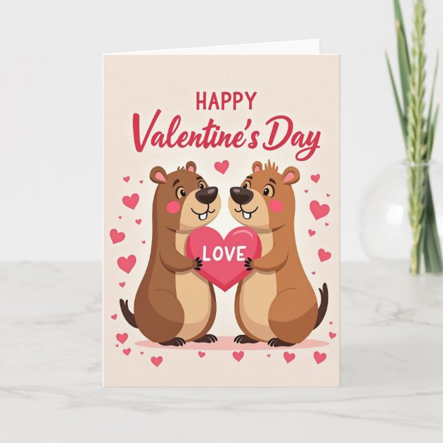 Groundhog Love Valentines Card (Front)