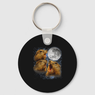 Groundhog Lover Groundhog Howling At The Moon Meme Keychain