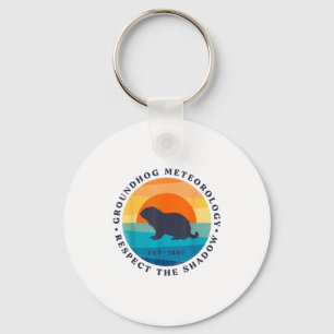 Groundhog Meteorology Est 1887 Respect Shadow Retr Keychain