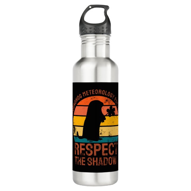 Groundhog Meteorology Est. 1887 Stainless Steel Water Bottle (Front)