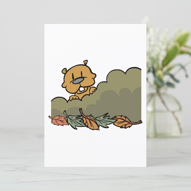 Groundhog Peeking Through Autumn Bushes  Invitation (Creator Uploaded)