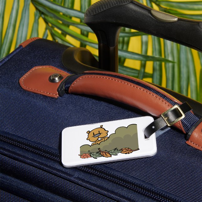 Groundhog Peeking Through Autumn Bushes  Luggage Tag (Creator Uploaded)