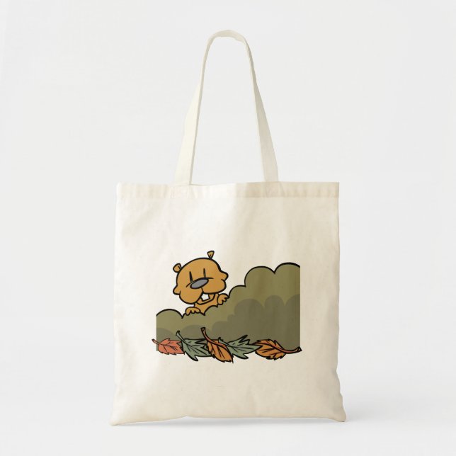 Groundhog Peeking Through Autumn Bushes  Tote Bag (Front)