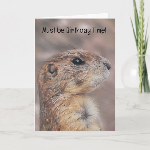 Groundhog Portrait Cute Birthday Card