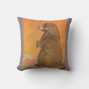 groundhog print throw pillow