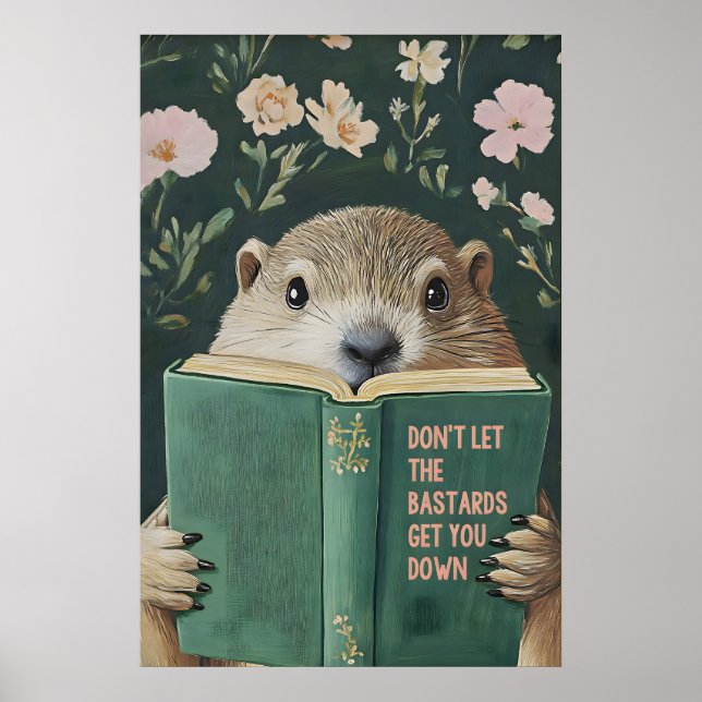 Groundhog Reading Motivational Book Art Print (Front)