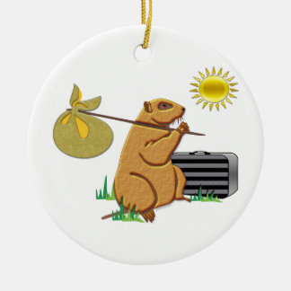 Groundhog Runs Away Ceramic Ornament