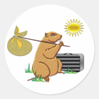 Groundhog Runs Away Classic Round Sticker