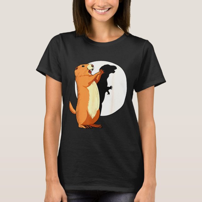 Groundhog Shadow Dinosaur Funny Puppet Happy Groun T-Shirt (Front)