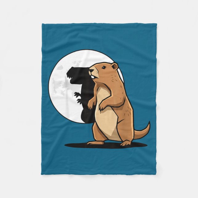 Groundhog Shadow Dinosaur Puppet Happy Groundhog D Fleece Blanket (Front)