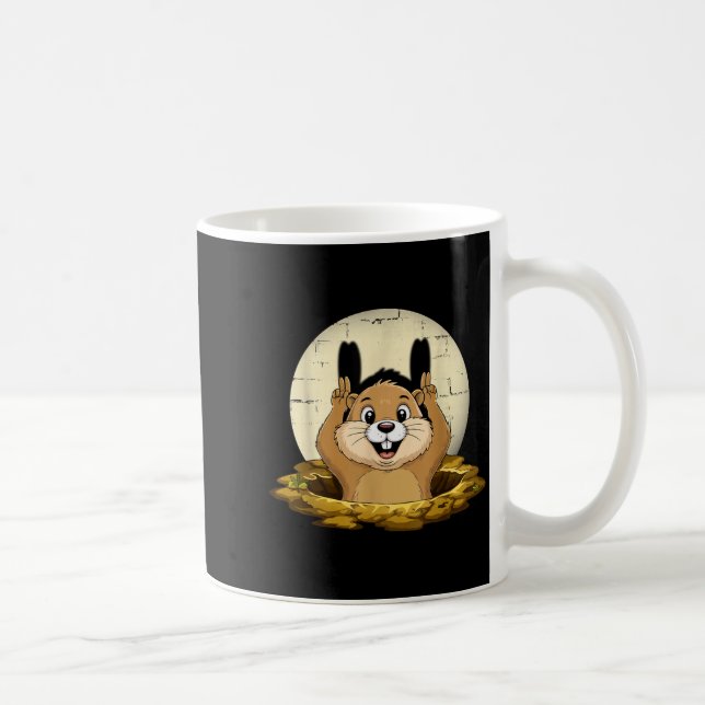 Groundhog Shadow Funny Puppet Happy Groundhog Day  Coffee Mug (Right)