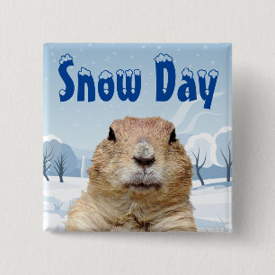 Groundhog Snow Day Button