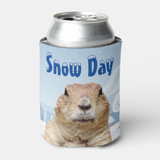 Groundhog Snow Day Can Cooler (Can Front)