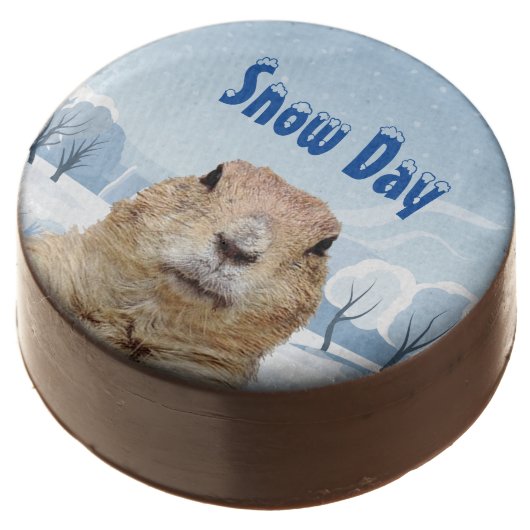 Groundhog Snow Day Chocolate Covered Oreo (Angled)