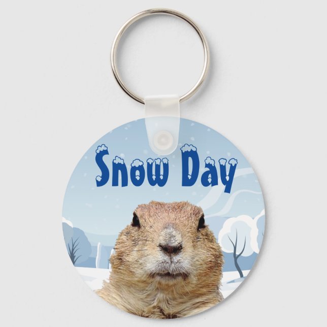 Groundhog Snow Day Keychain (Front)