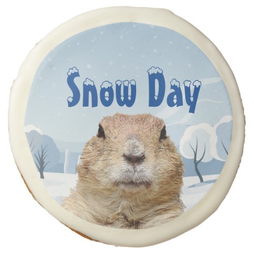 Groundhog Snow Day Sugar Cookie