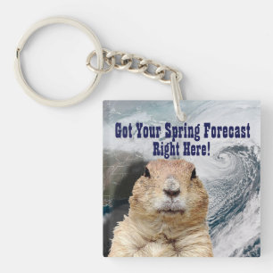 Groundhog Spring Forecast Keychain