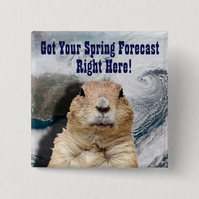Groundhog Spring Forecast Pinback Button (Front)