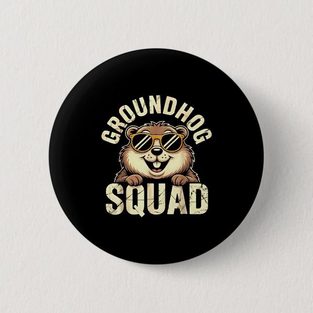 Groundhog Squad 2026 Happy Groundhog Day  Button (Front)