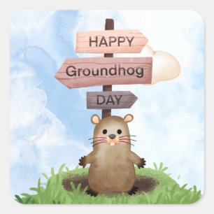 Groundhog  square sticker