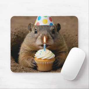 Groundhog With a Birthday Cupcake Mouse Pad