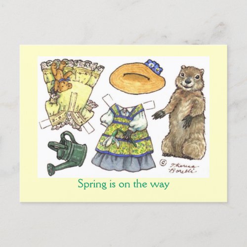 Groundhogs Day paper doll postcard