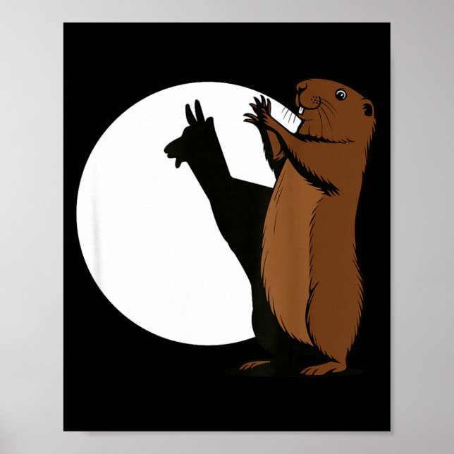Groundhogs Llama Shadow Puppet Funny Woodchuck  Poster (Front)