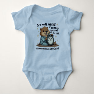 Groundhog's Snooze Button 2024/ Funny Pajama Party Baby Bodysuit