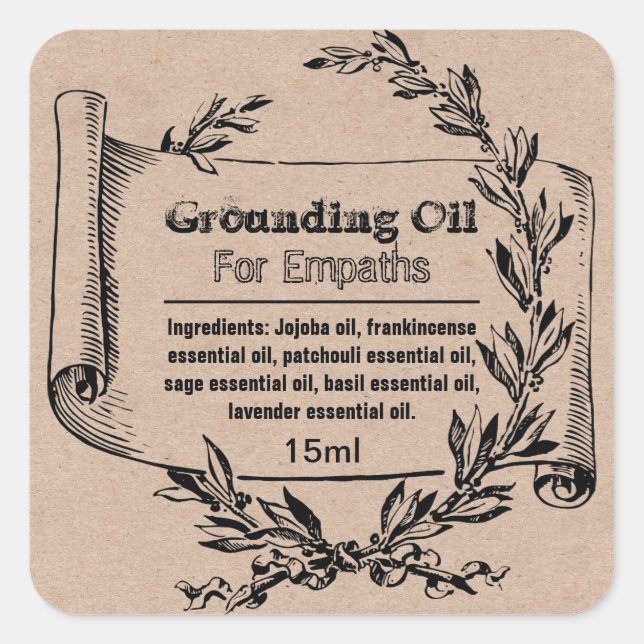 Grounding Essential Oil For Empaths Label (Front)