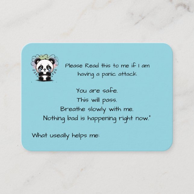 Grounding Panic Attack Reminder Business Card (Front)