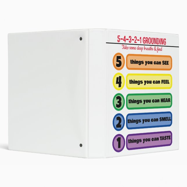 Grounding Technique for Anxiety/Stress 5 Senses  3 Ring Binder (Background)