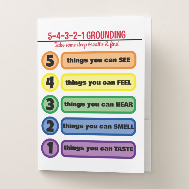Grounding Technique for Anxiety/Stress 5 Senses  Pocket Folder (Front)