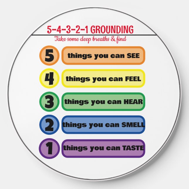 Grounding Technique for Anxiety/Stress 5 Senses  Wireless Charger (Front)