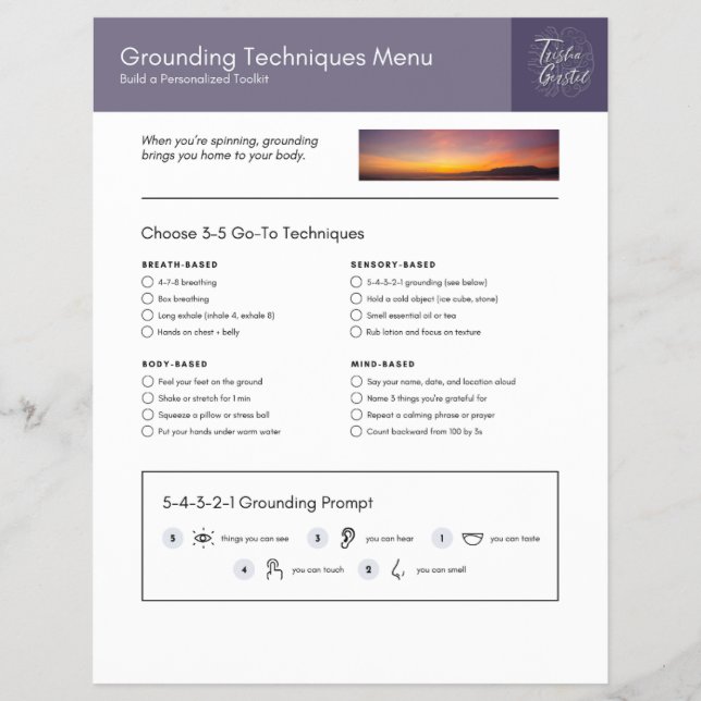 Grounding Toolkit Sheet (Front)