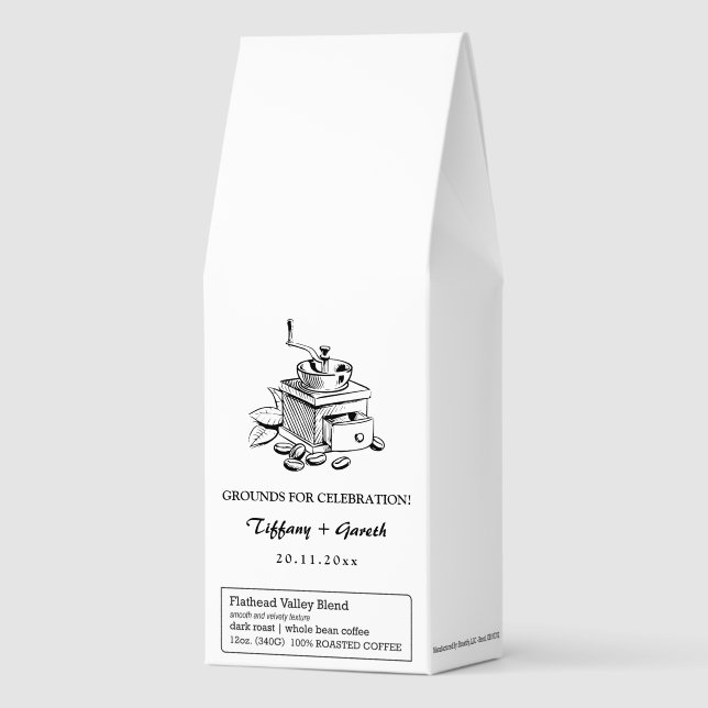 Grounds For Celebration Custom Wedding Favor Roasted Coffee (Front)