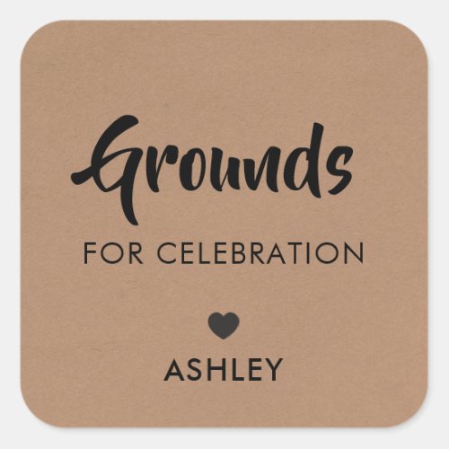 Grounds for Celebration Tags Coffee Label Kraft Square Sticker