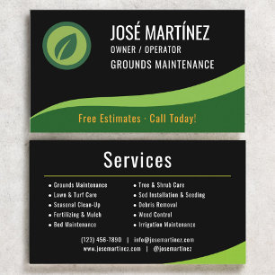 Grounds Maintenance Landscaping Lawn Service Business Card