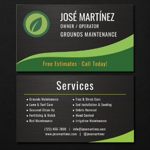 Grounds Maintenance Landscaping Metallic Business Card