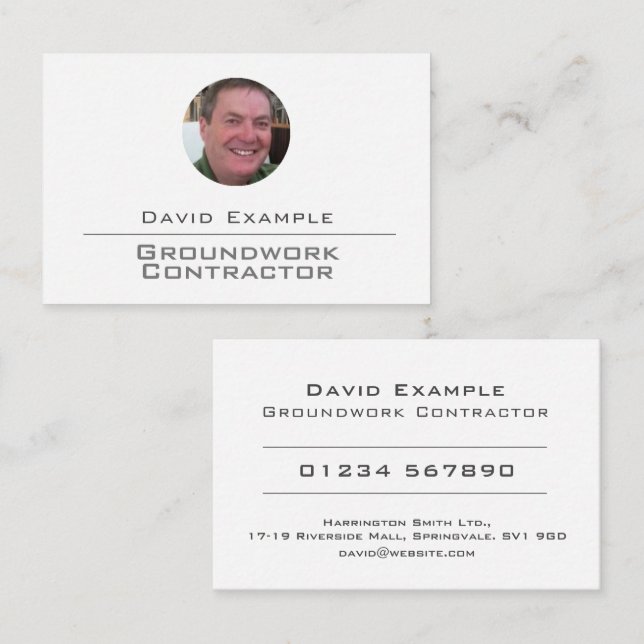 Groundwork Contractor with Photo of Holder Business Card (Front/Back)